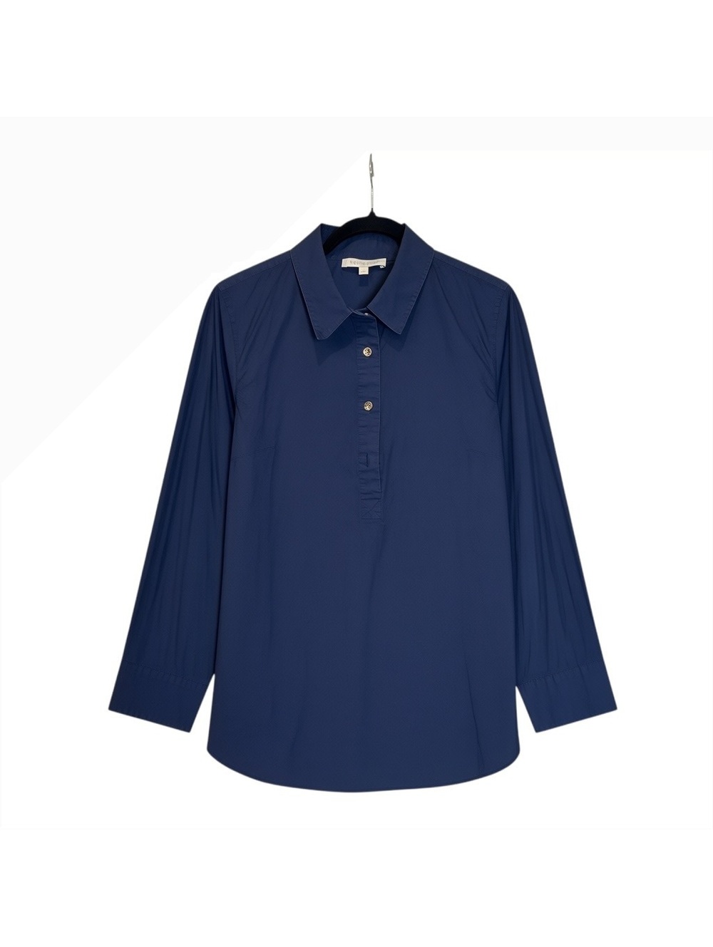 Rosie Pope Navy Blue Long Sleeve Cotton Blend Button-Up